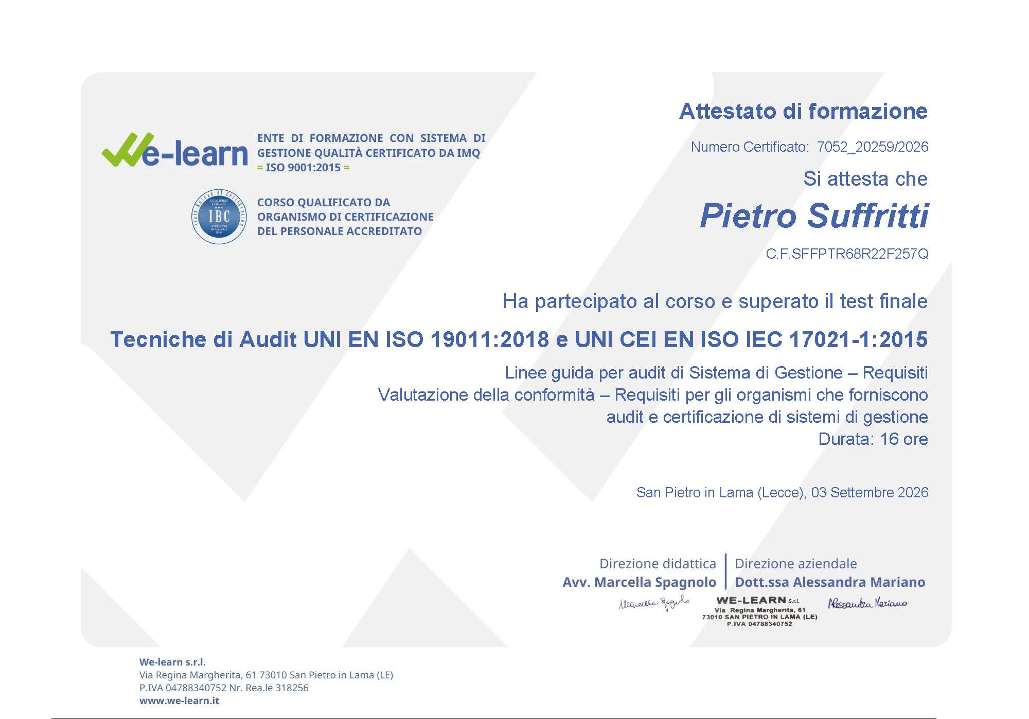 Tecniche di Audit UNI EN ISO 19011:2018 e UNI CEI EN ISO/IEC 17021-1:2015